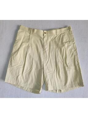 Jos. A. Bank Traveler Cotton Pleated Shorts, Khaki, Size 40